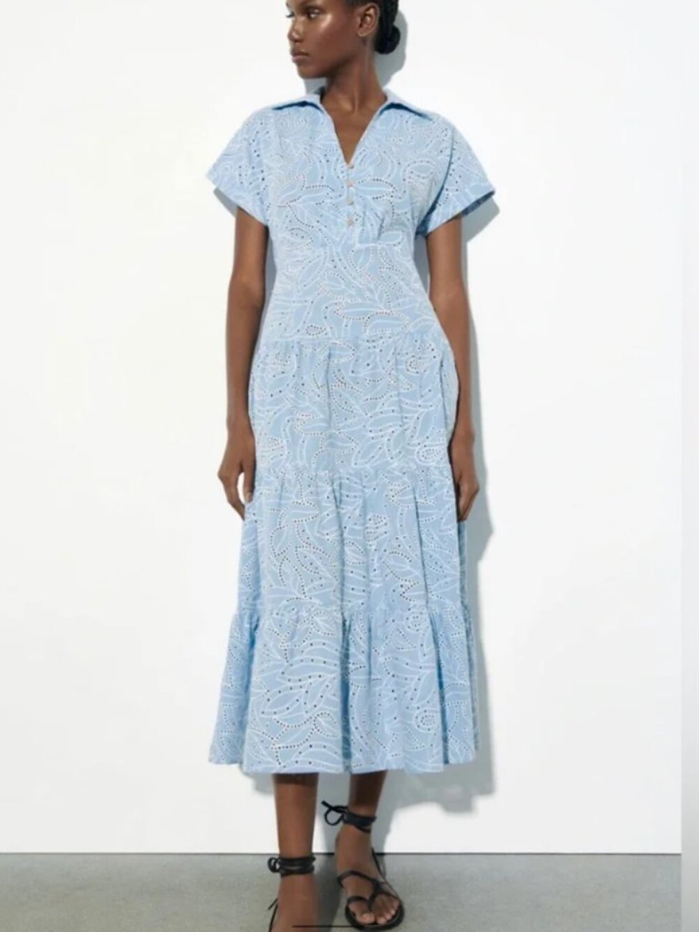 Zara Embroidered Eyelet Shirtdress